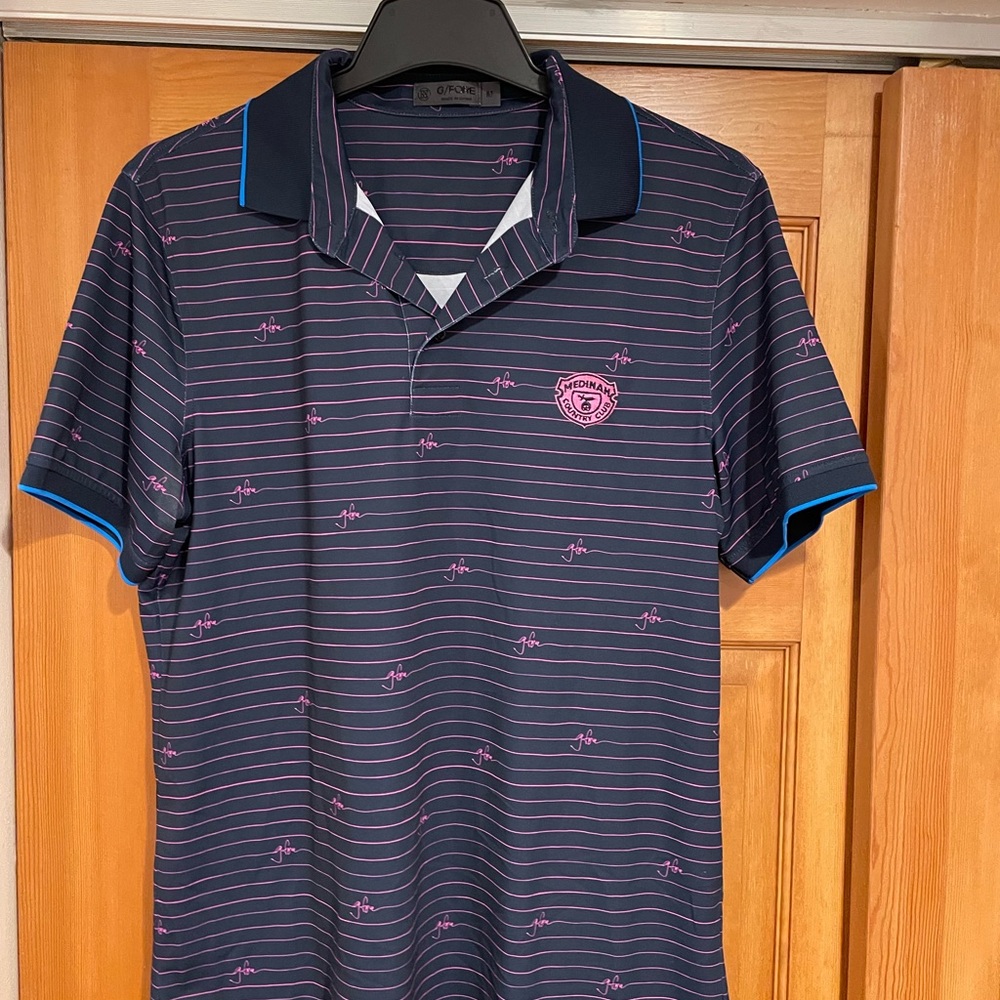 G/FORE Blue and Pink Performance Polo Shirt